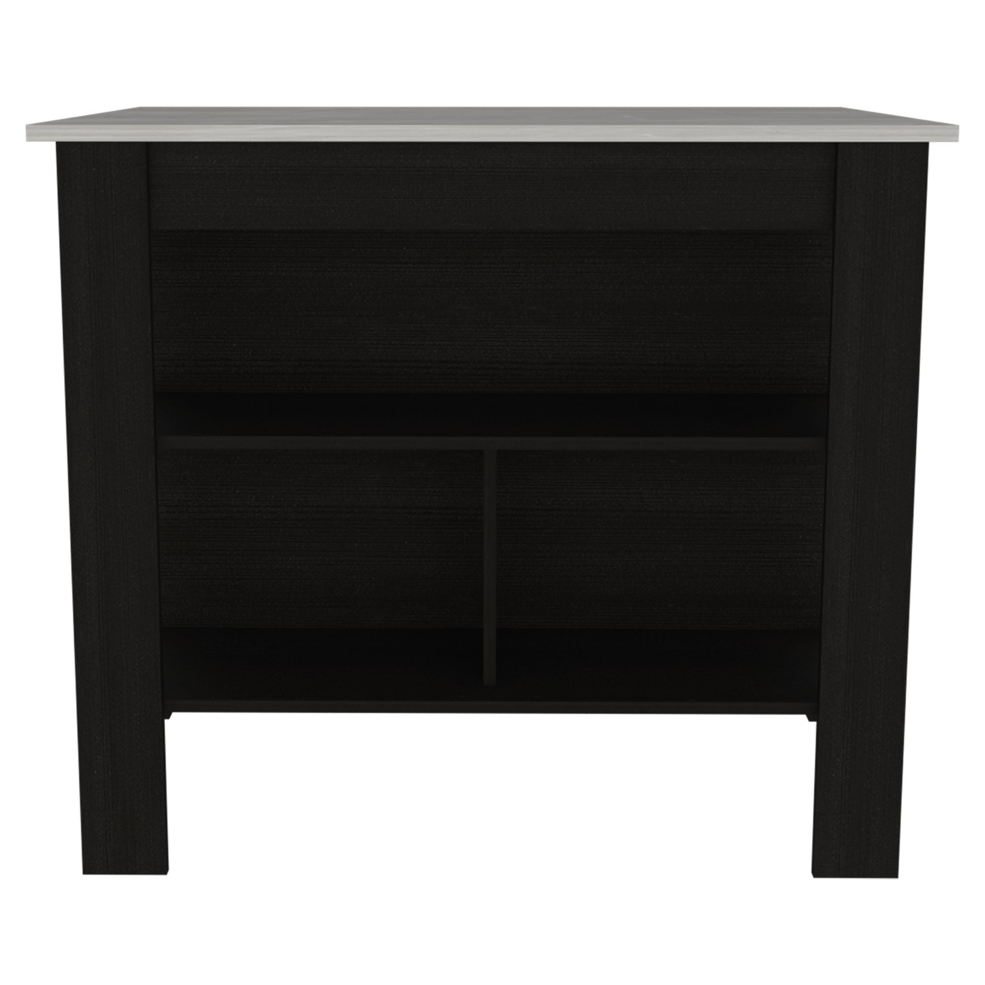 Cala Kitchen Island; Four Legs; Three Shelves -Black / Ibiza Marble Doba